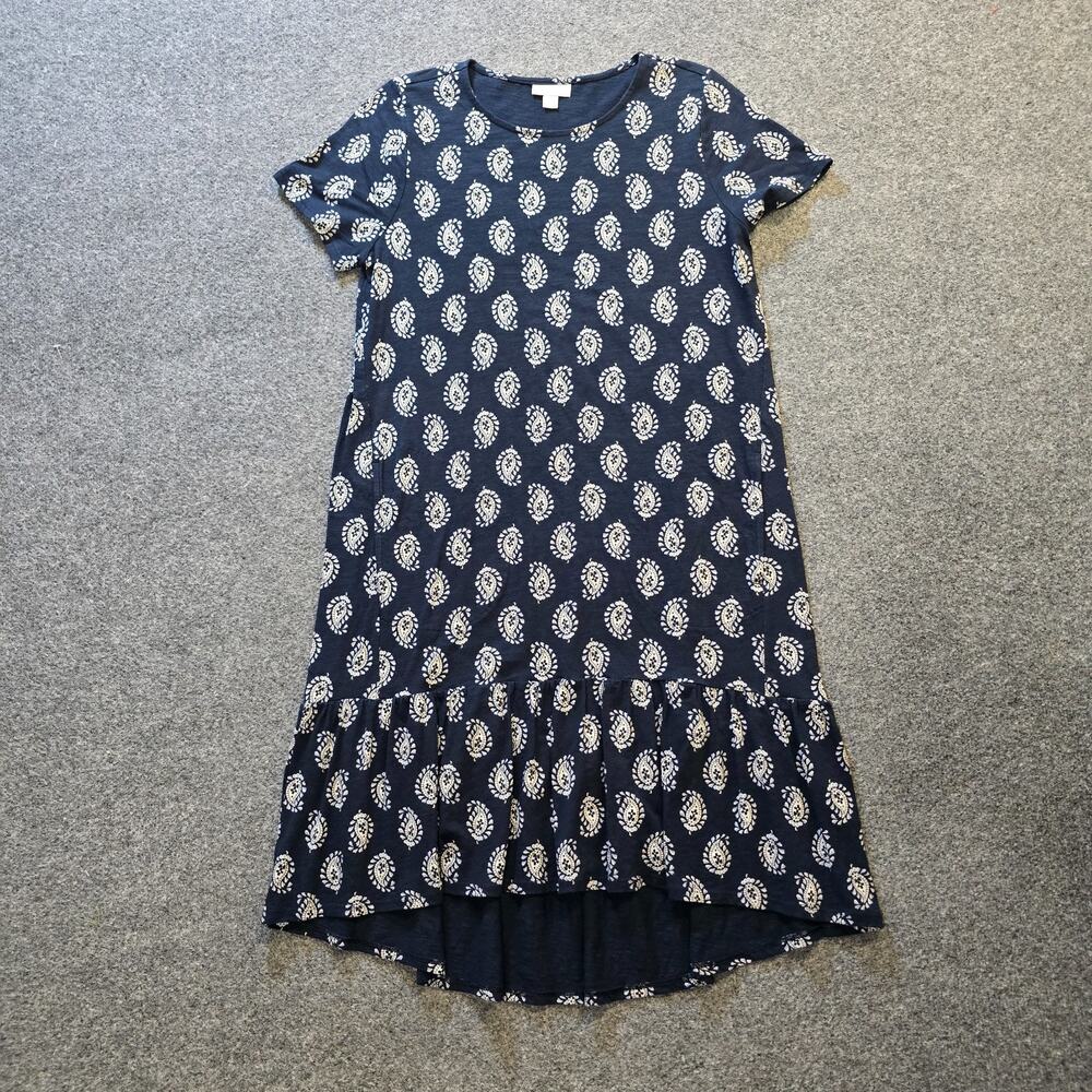 J Jill Dress Womens Size Small Blue Paisley Stretch Short Sleeve Sheath Casual